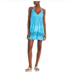 NWT Ramy Brook Laylah Mini Cover Up Dress Turquoise Large